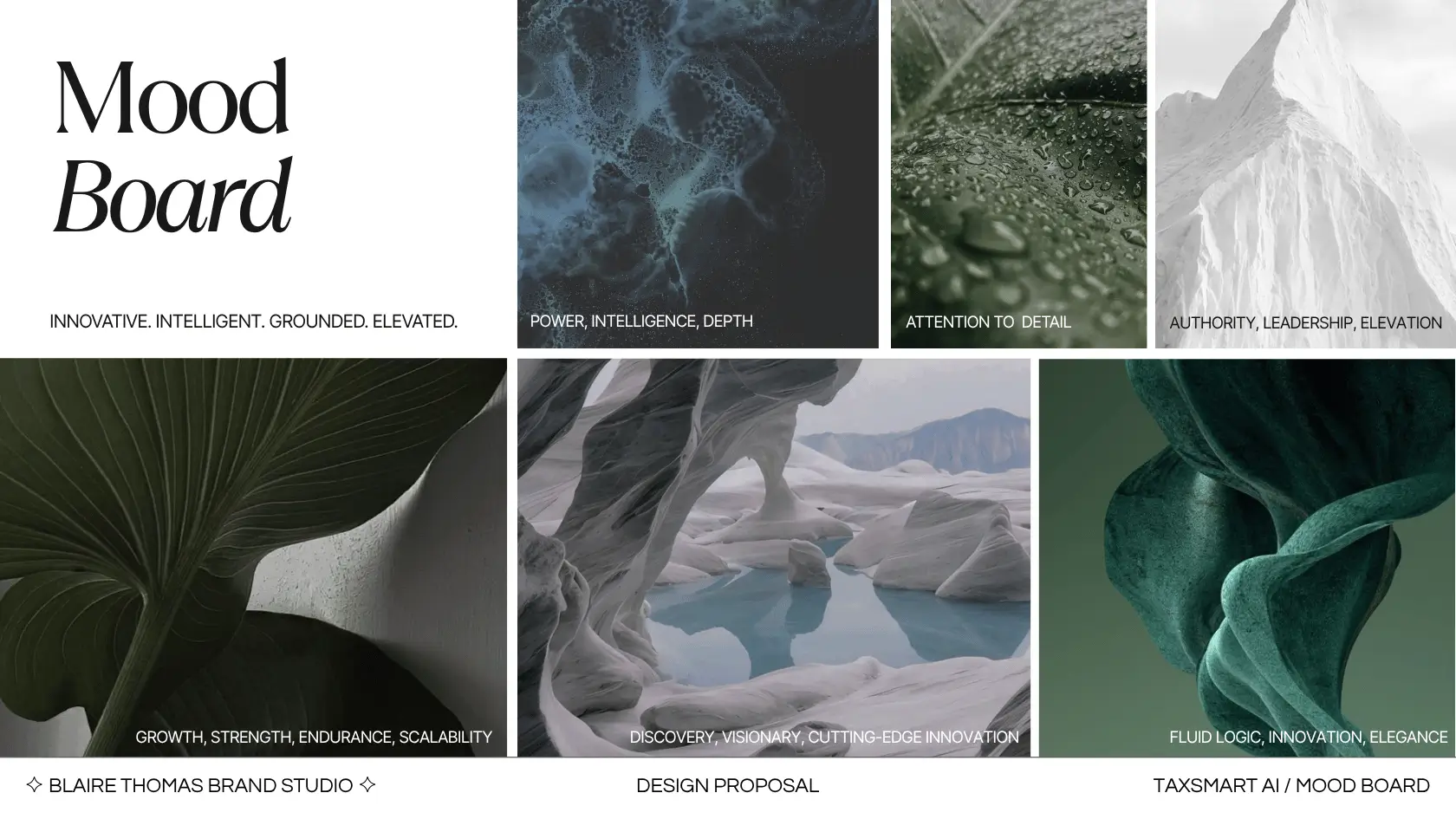 TaxSmart AI brand deck, mood board slide